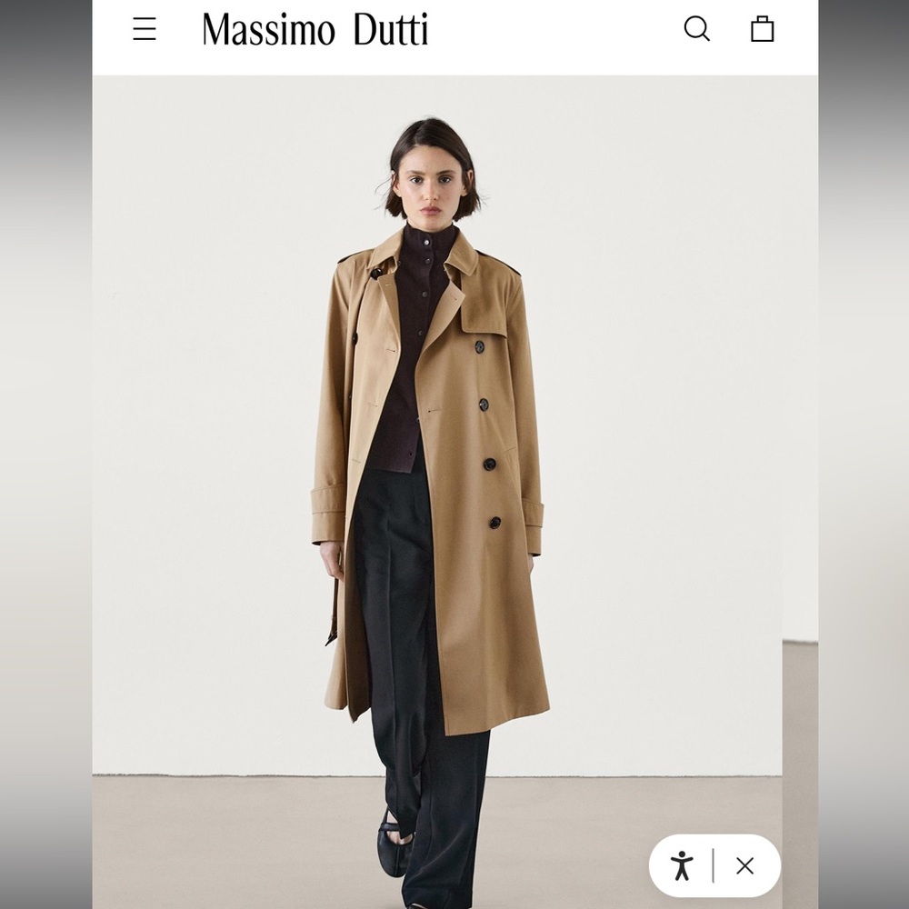 NWT MASSIMO DUTTI Long Camel Cotton Trench Coat